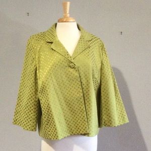 Chico’s Green Lined One Button Front Jacket Size 3/XL/16